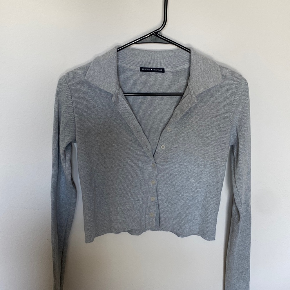 Brandy Melville ribbed button up long sleeve